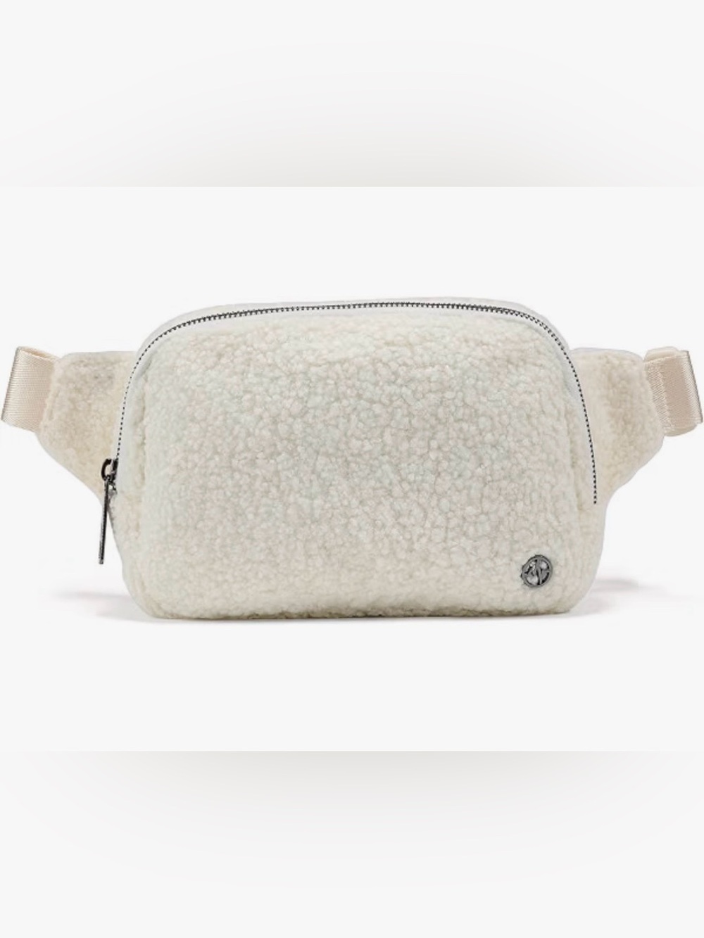 Cream Sherpa Zip Everywhere belt bag with Pander Logo Charm